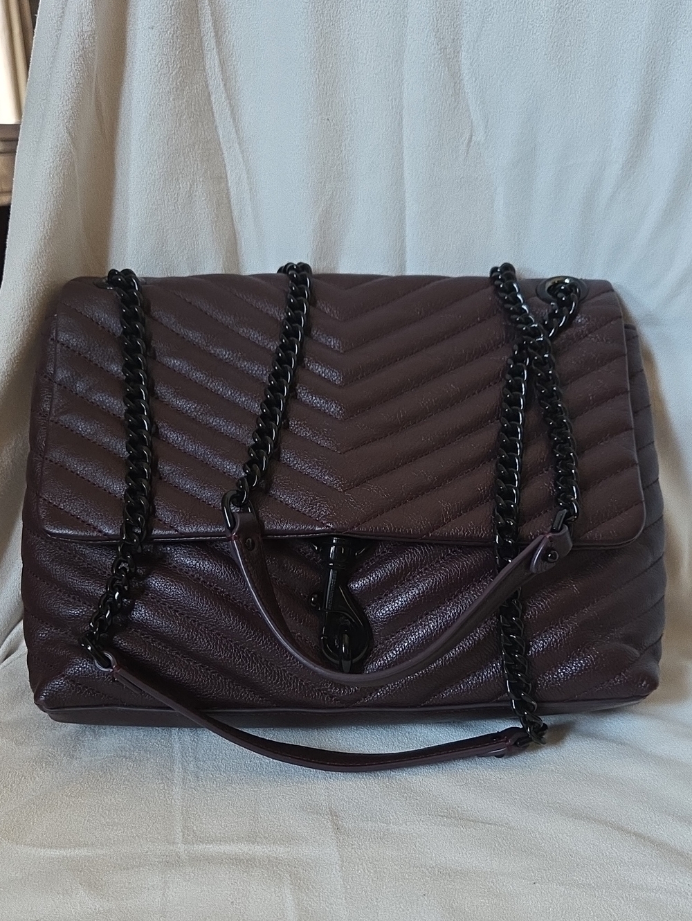 Rebecca Minkoff Edie Quilted Chevron Shoulder Bag in Deep Wine